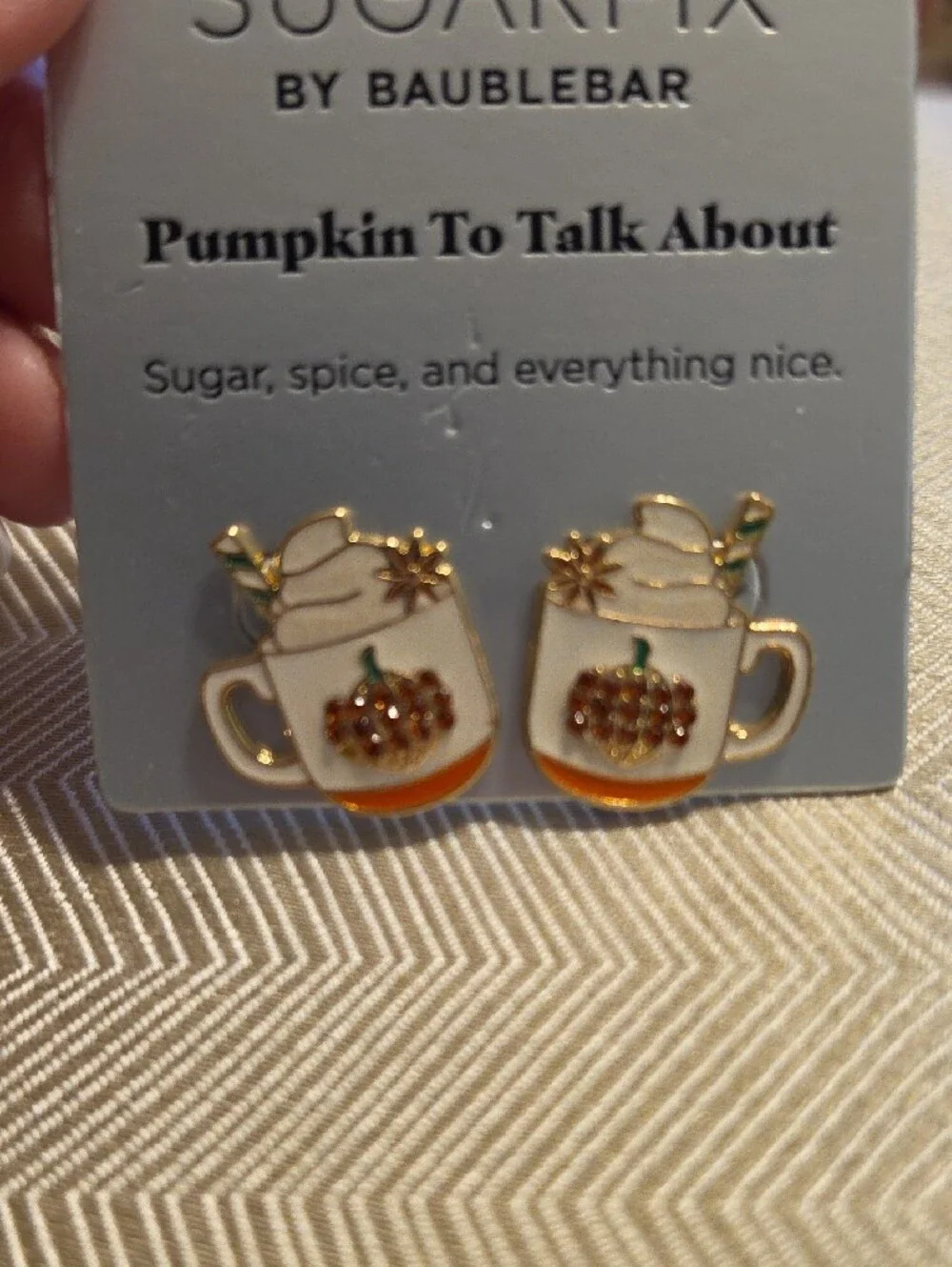 BaubleBar Pumpkin To Talk About Mug Stud Earrings - Cream & Orange